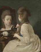 Johann anton ramboux Young lady at her toilet combing her hair USA oil painting artist